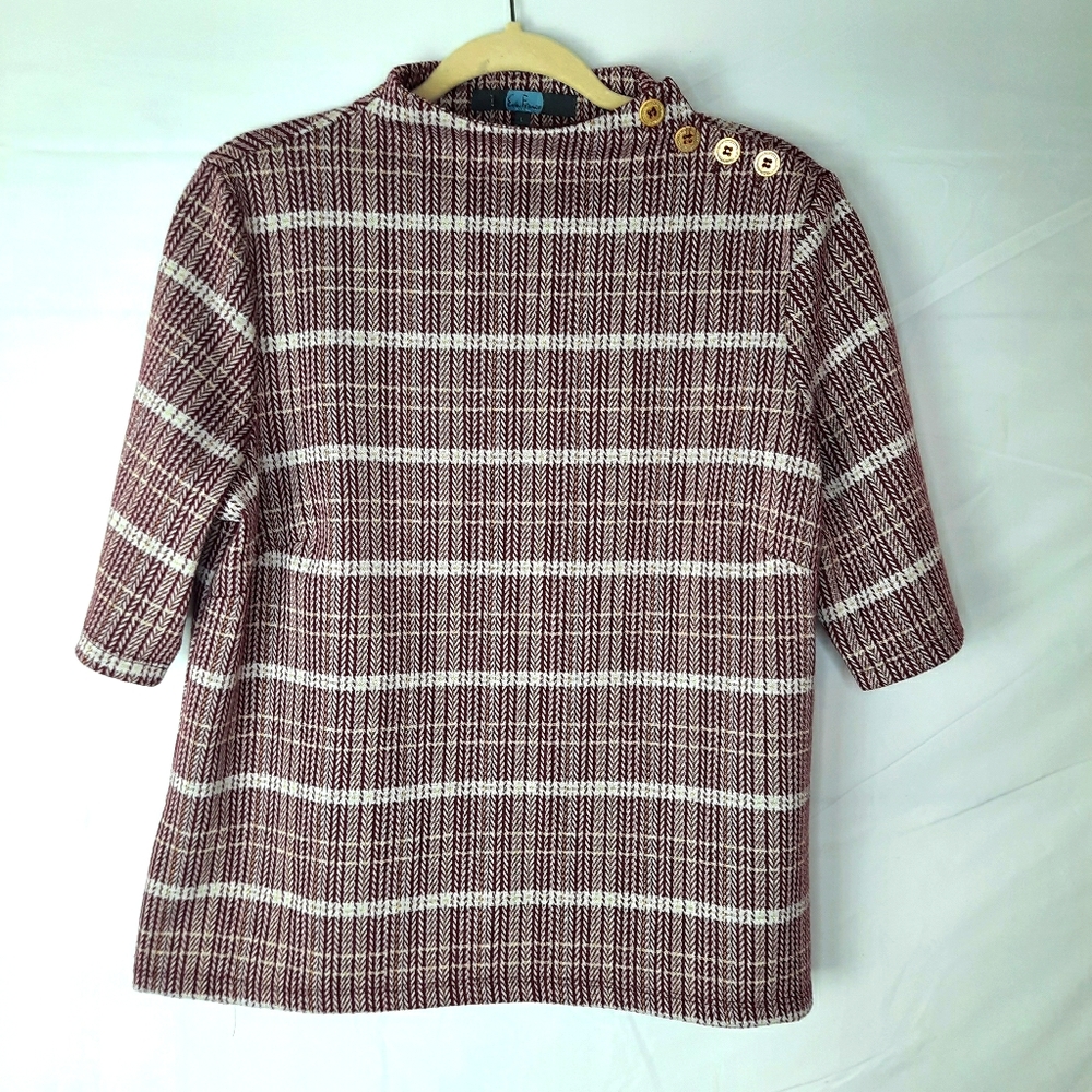 Eva Franco Plaid Blouse in Burgundy and White